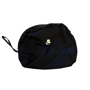 Karl Lagerfeld black toiletry / makeup zipper bag with silver head logo